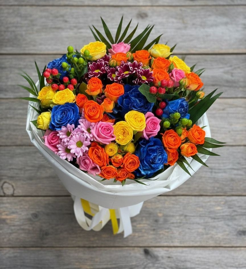 Букет цветов из: Розы и Хризантемы в Бесскорбной