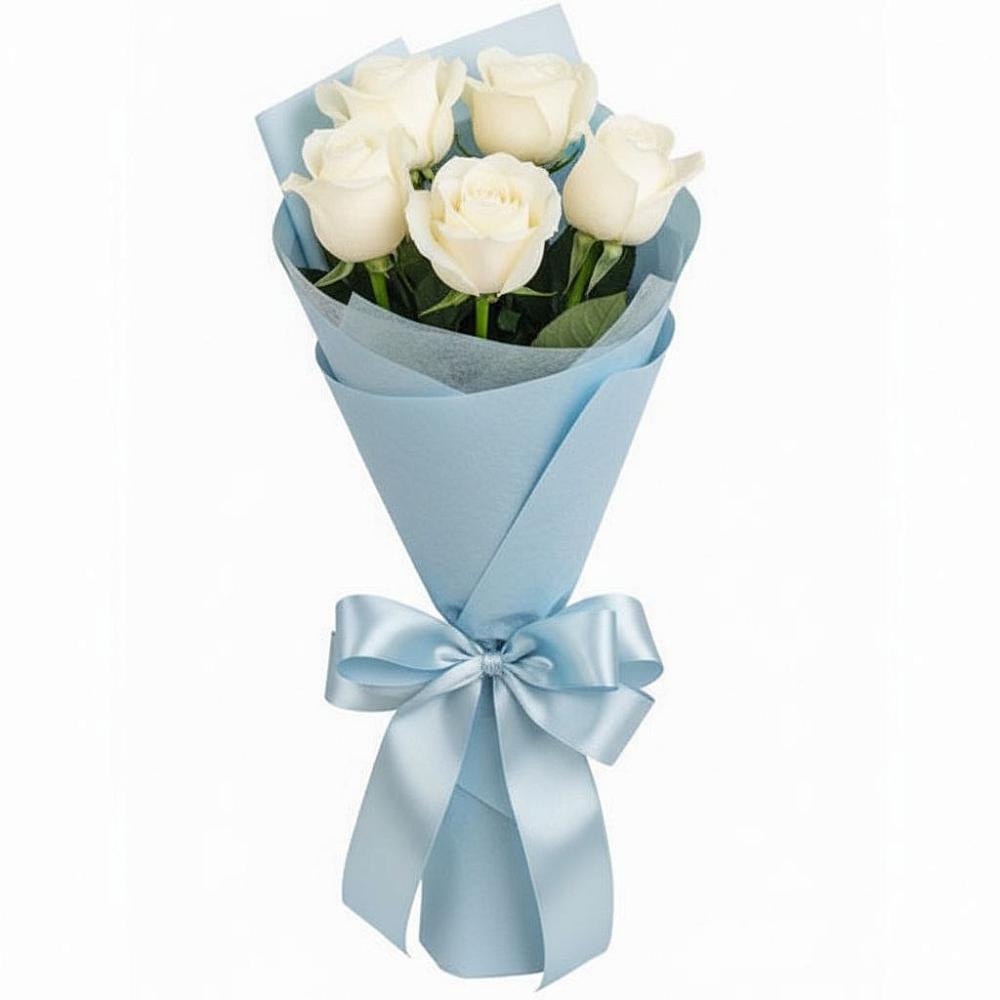 Букет 5 Белых роз Проуд в Бесскорбной