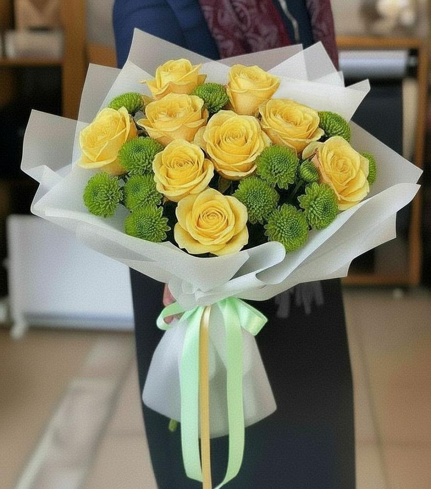 Букет цветов из: Хризантемы и Розы в Бесскорбной