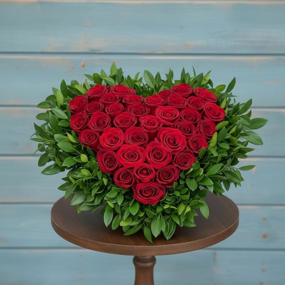 Цветочная композиция из Розы в виде сердца в Бесскорбной