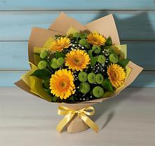 Букет цветов из:  Герберы и Хризантемы в Бесскорбной